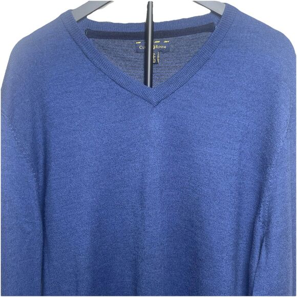 Club Room Men’s XXL Blue V-Neck Sweater Merino Wool Blend Long Sleeve‎ Pullover - Picture 1 of 6